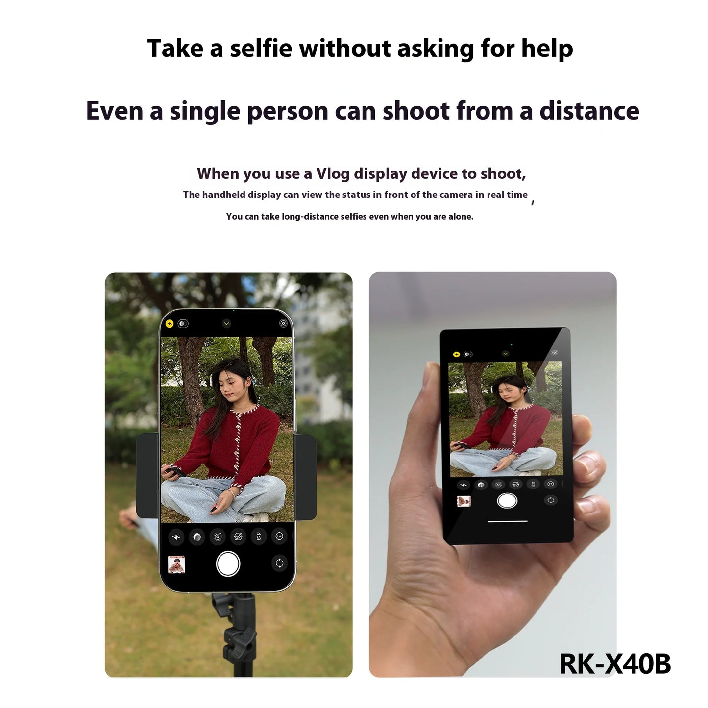 Wireless selfie screen